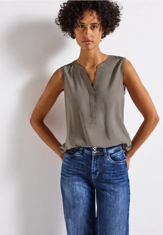 Street One Frauen Blusentop in Unifarbe in Braun, Gr: 44