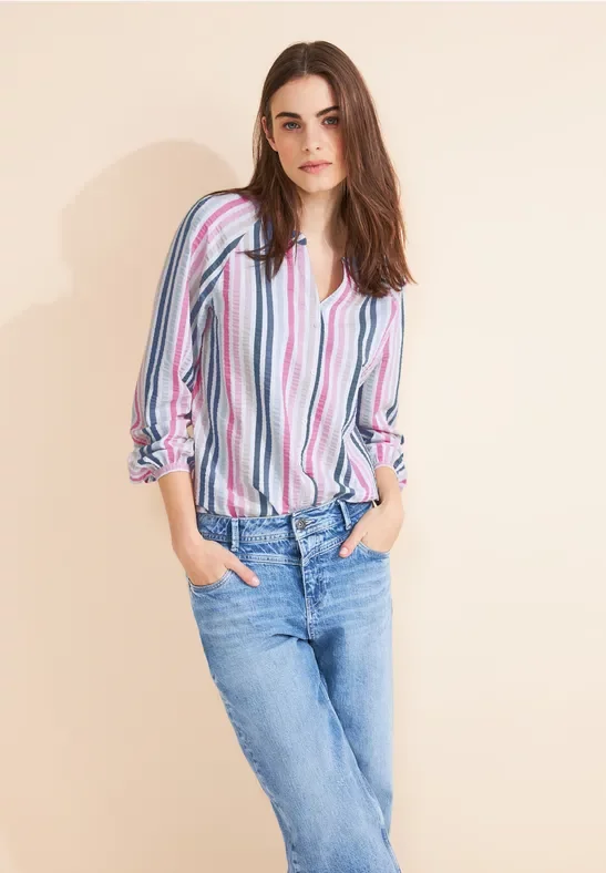 Street One Frauen Seersucker Tunikabluse in Weiß, Gr: 40