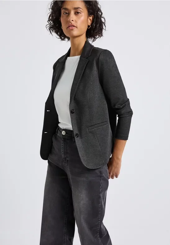 Thumbnail - Street One Frauen Basic Piqué Blazer in Schwarz, Gr: 46
