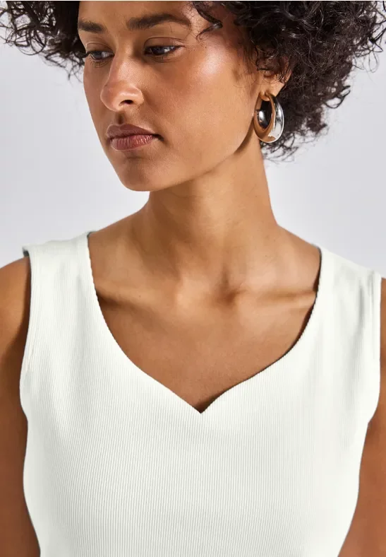 Thumbnail - Street One Frauen Top mit Herzausschnitt in Weiß, Gr: 44