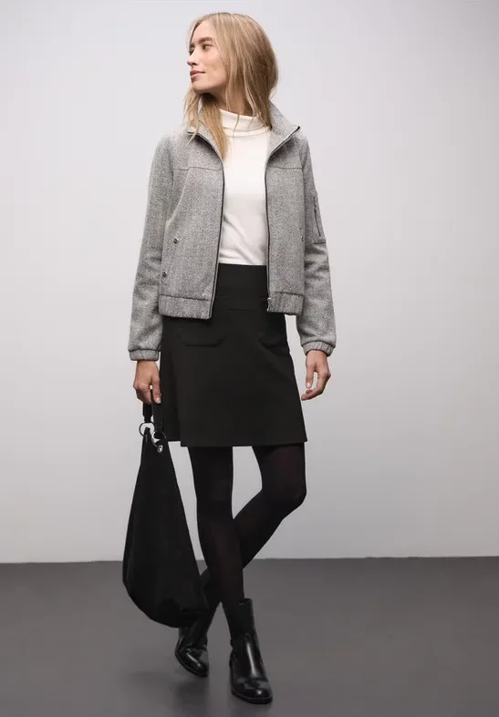 Street One Frauen Rock mit Struktur in Schwarz, Gr: 40