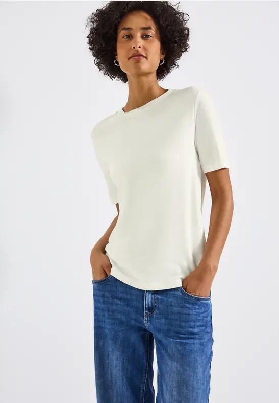 Street One Frauen Basic Shirt mit Turtleneck in Weiß, Gr: 44