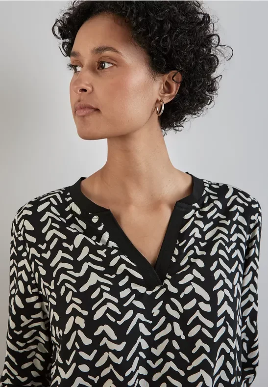 Street One Frauen Bluse mit Tape-Details in Schwarz, Gr: 36