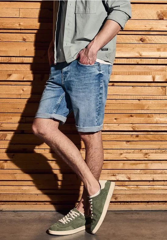 Thumbnail - Street One MEN Männer Stretch Jeansshorts in Blau, Gr: 40