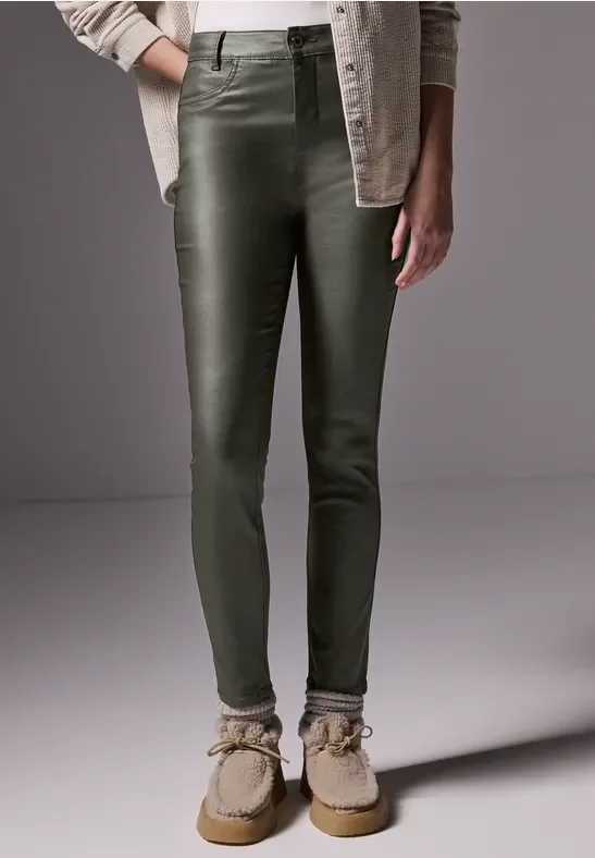 Street One Studio Frauen Beschichtete Hose in Grün, Gr: 46