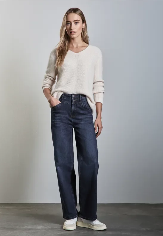 Street One Frauen Wide Leg Jeans in Blau, Gr: 28