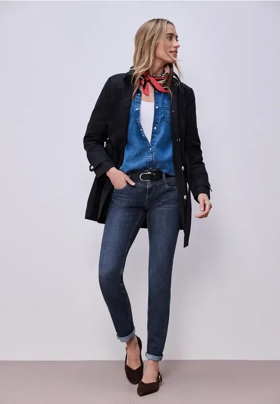 Street One Frauen Slim Leg Jeans in Blau, Gr: 27