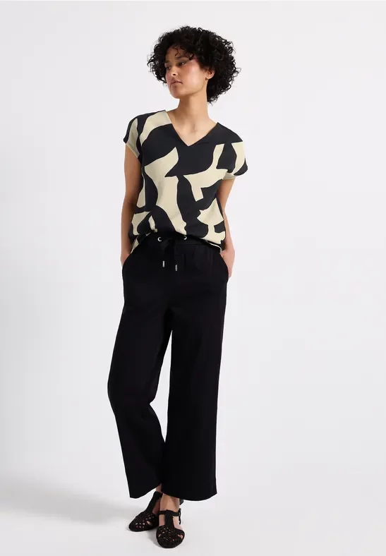 Street One Frauen Strukturmix T-Shirt in Grau, Gr: 38