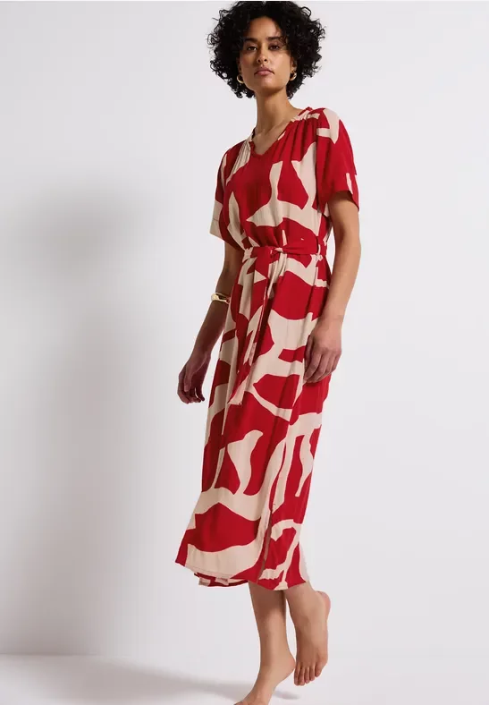 Street One Frauen Maxi-Kleid mit Print in Rot, Gr: 40