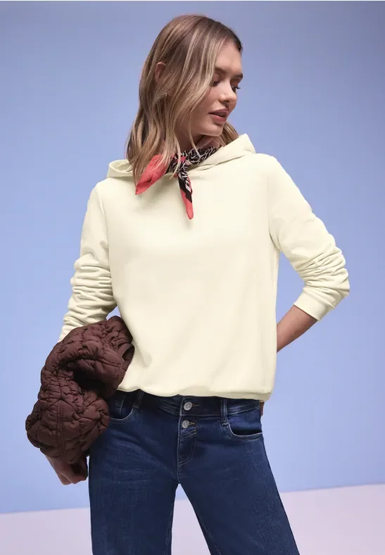 Street One Frauen Hoodie in Unifarbe in Beige, Gr: 36