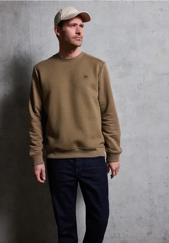 Thumbnail - Street One MEN Männer Crewneck Strukturpullover in Braun, Gr: M