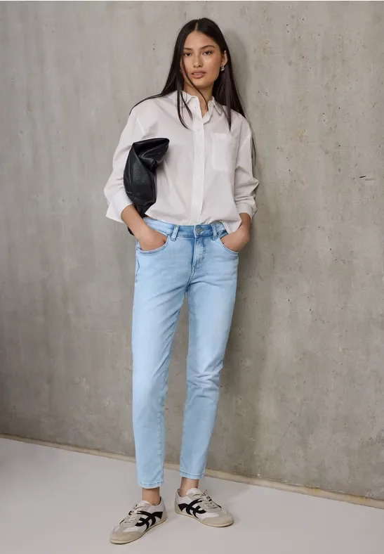 Street One Studio Frauen Jeans im Skinny Fit in Blau, Gr: 25