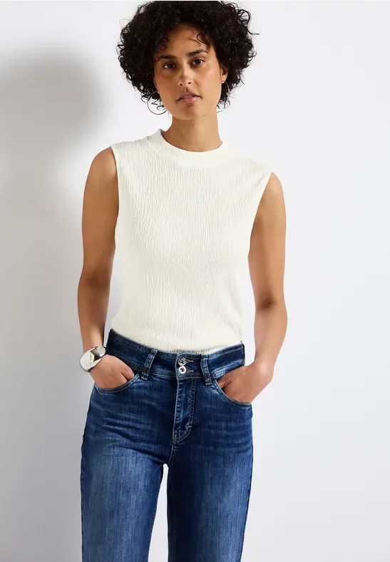 Thumbnail - Street One Frauen Strukturtop mit Turtleneck in Weiß, Gr: 40