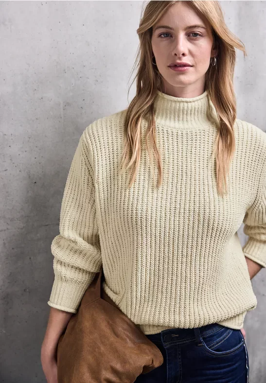 Street One Studio Frauen Turtleneck Pullover in Beige, Gr: 38