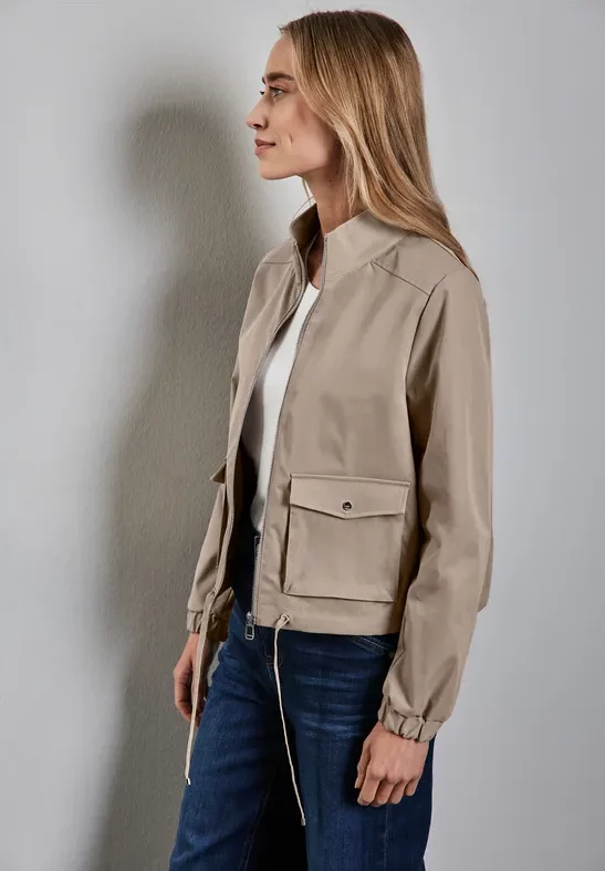 Street One Frauen Jacke mit Stehkragen in Beige, Gr: 44