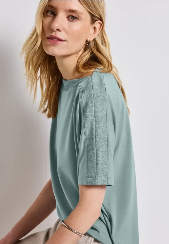 Street One Frauen Shirt mit Strukturdetail in Blau, Gr: 40