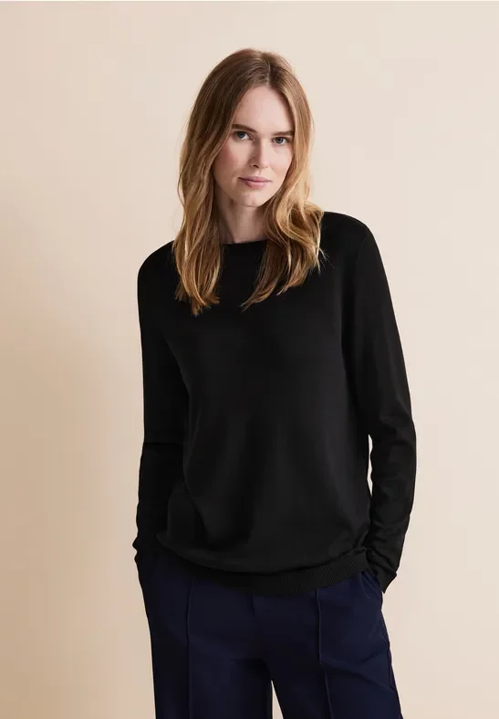 Thumbnail - Street One Frauen Basic Feinstrickpullover in Schwarz, Gr: 34