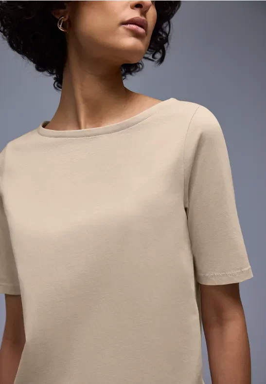 Street One Frauen Basic T-Shirt in Beige, Gr: 44