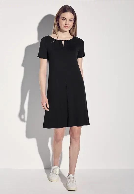 Street One Frauen Jersey Kleid in Schwarz, Gr: 38