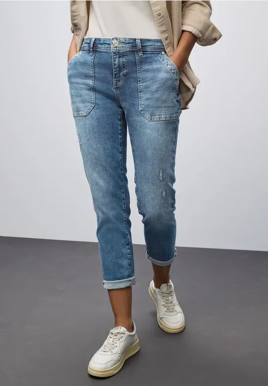 Thumbnail - Street One Frauen Jeans mit Destroyed Details in Blau, Gr: 31