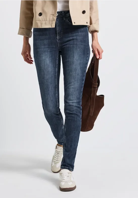 Street One Frauen Slim Fit Jeans in Blau, Gr: 25