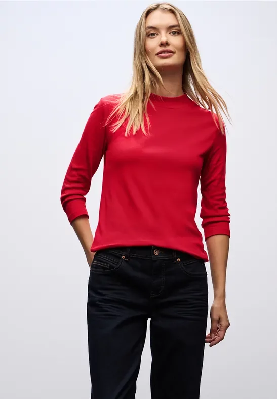 Street One Frauen Basic Turtleneck Shirt in Rot, Gr: 42