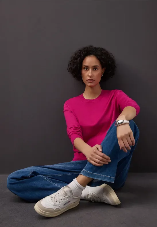 Street One Frauen Basic Pullover in Pink, Gr: 36