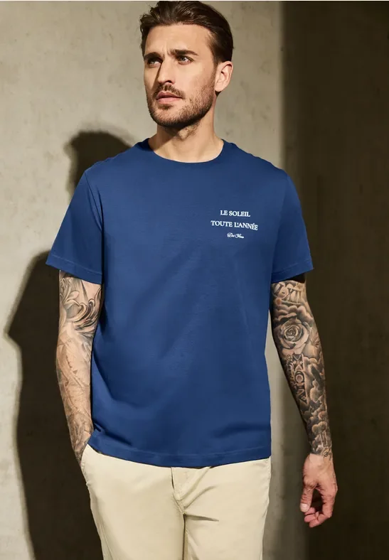 Thumbnail - Street One MEN Männer Rundhalsshirt in Blau, Gr: L