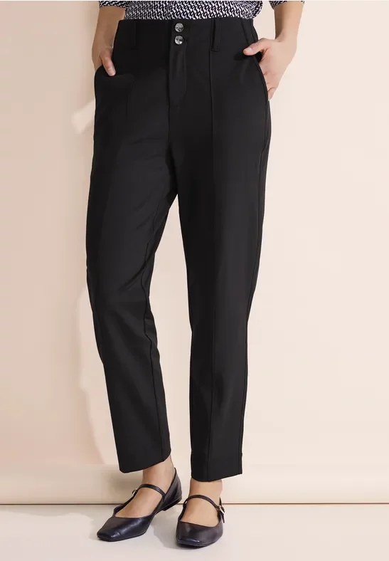 Street One Frauen Travel Chino Hose in Schwarz, Gr: 34