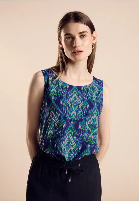 Thumbnail - Street One Frauen Sommer Bluse mit Print in Blau, Gr: 46