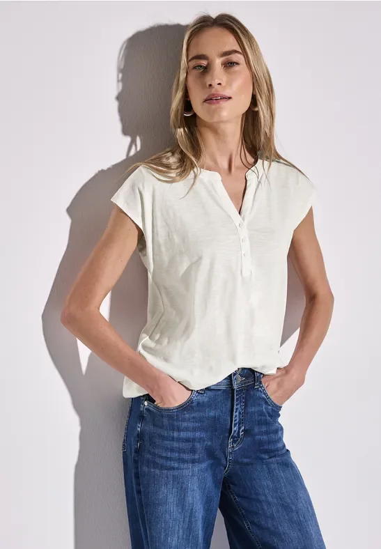 Street One Frauen Jersey Shirt im Tunika-Look in Weiß, Gr: 44