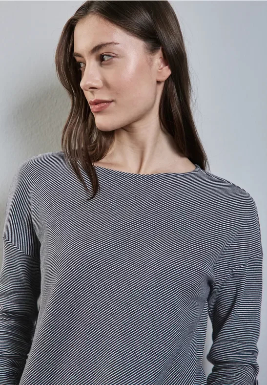 Thumbnail - Street One Frauen Gestreiftes Shirt in Blau, Gr: 34