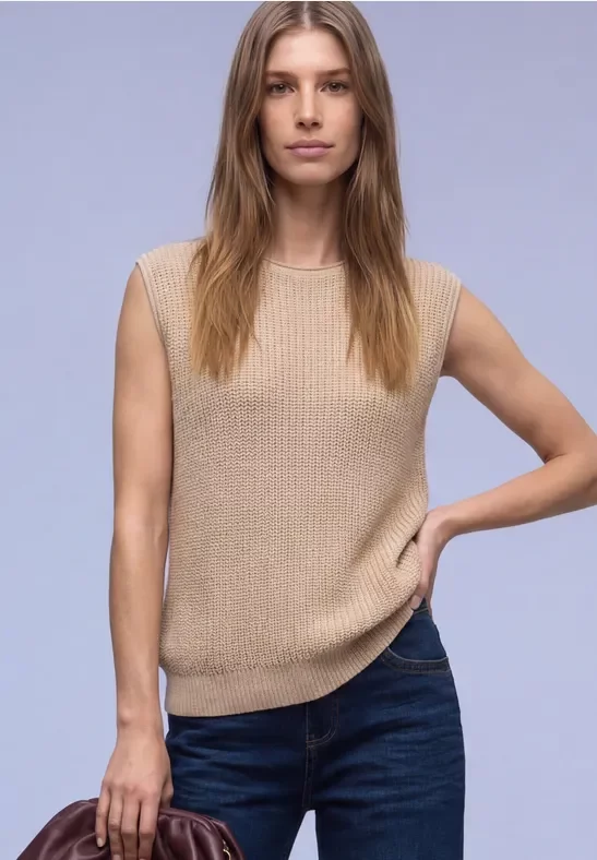 Street One Frauen Pullunder in Unifarbe in Beige, Gr: 42