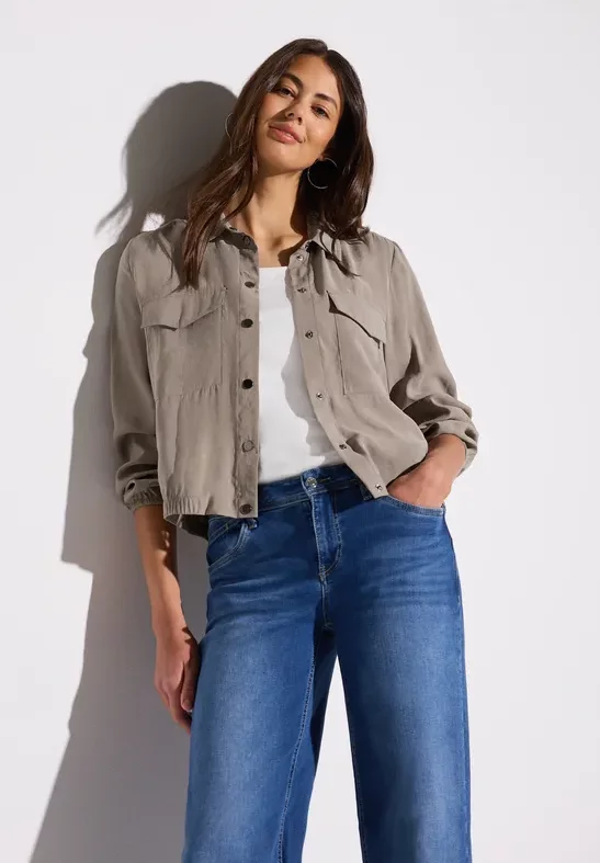 Thumbnail - Street One Frauen Hemdbluse mit Brusttaschen in Braun, Gr: 44