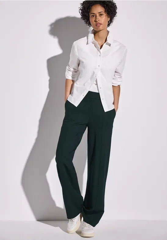 Street One Frauen Straight Leg Hose in Grün, Gr: 32