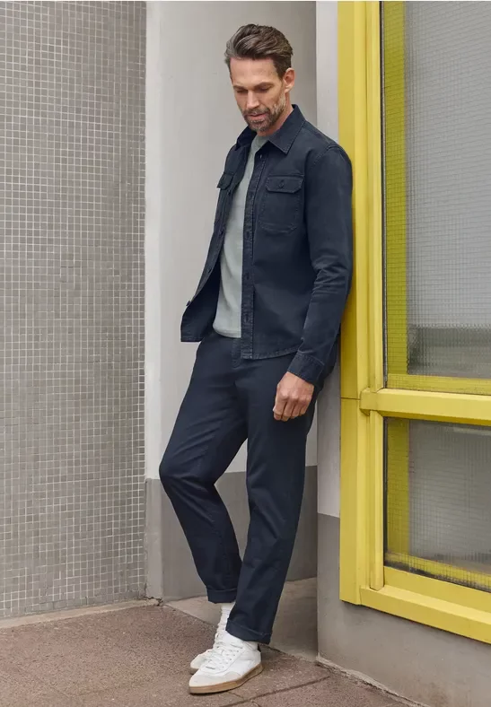 Street One MEN Männer Twill Overshirt in Blau, Gr: 3XL