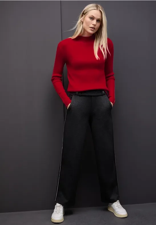 Thumbnail - Street One Frauen Pullover in Rippstruktur in Rot, Gr: 46