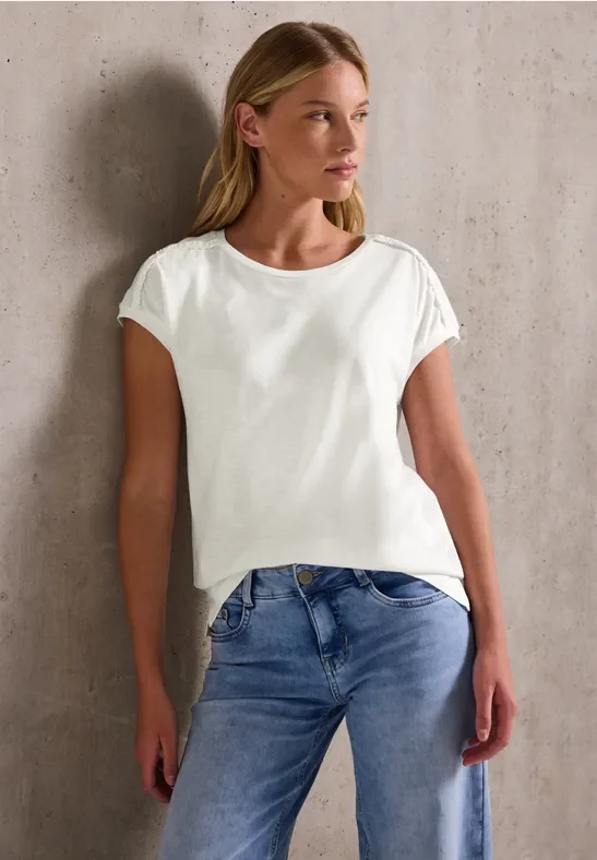 Thumbnail - Street One Studio Frauen Shirt mit Schulterdetail in Weiß, Gr: 34