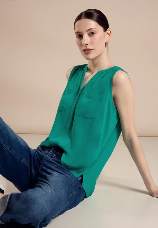 Street One Frauen Sommer Blusentop in Türkis, Gr: 46