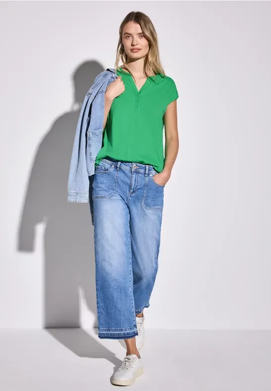 Street One Frauen Jersey Shirt im Tunika-Look in Grün, Gr: 36