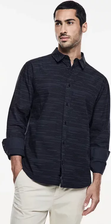 Street One MEN Männer Hemd mit Streifenprint in Blau, Gr: M