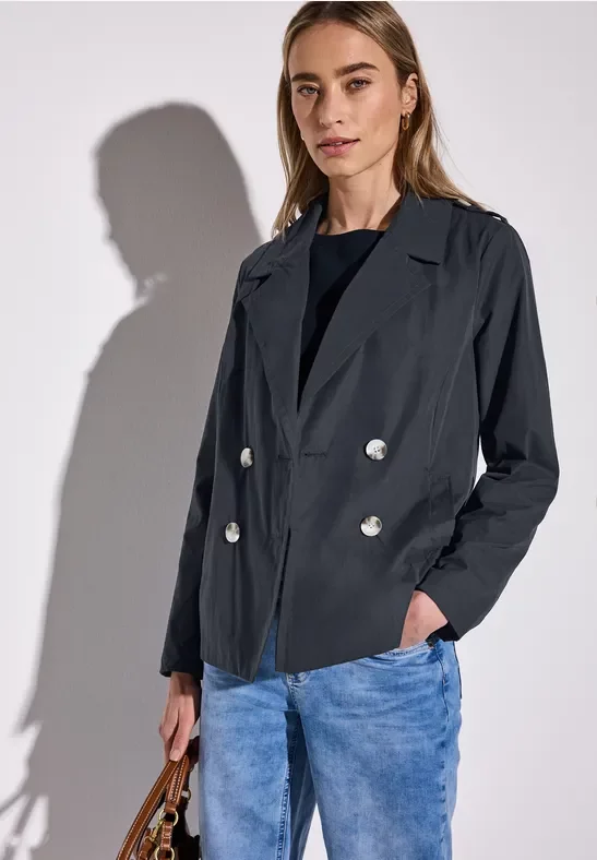Thumbnail - Street One Frauen Doppelreihiger Trenchcoat in Blau, Gr: 42