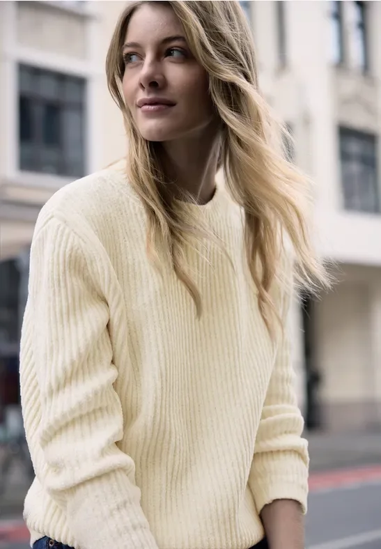 Street One Studio Frauen Chenille Pullover in Beige, Gr: 38