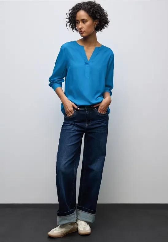 Street One Frauen Split Neck Tunika in Blau, Gr: 38