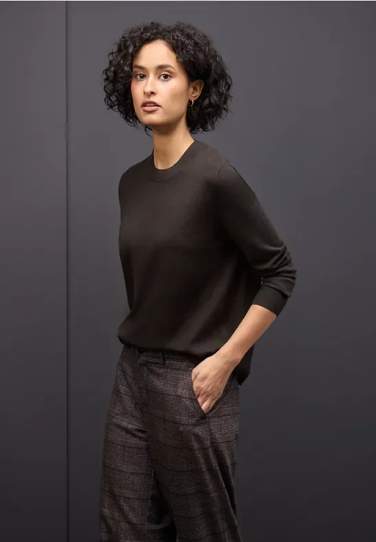 Street One Frauen Kuscheliger Pullover in Braun, Gr: 36