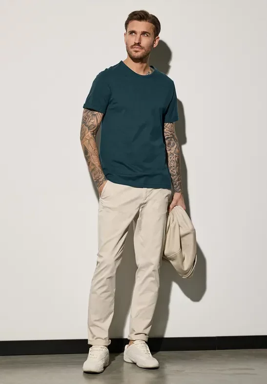 Street One MEN Männer Crewneck T-Shirt in Grün, Gr: XXL