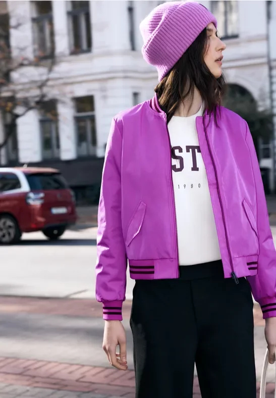 Street One Studio Frauen Blouson mit Collegedetails in Pink, Gr: 40