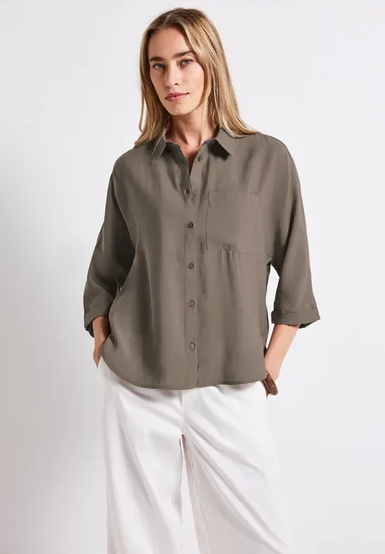 Thumbnail - Street One Frauen Dolman Hemdbluse in Braun, Gr: 36