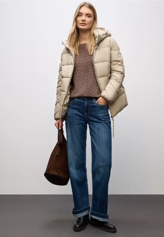 Street One Frauen Kurze Steppjacke in Beige, Gr: 36