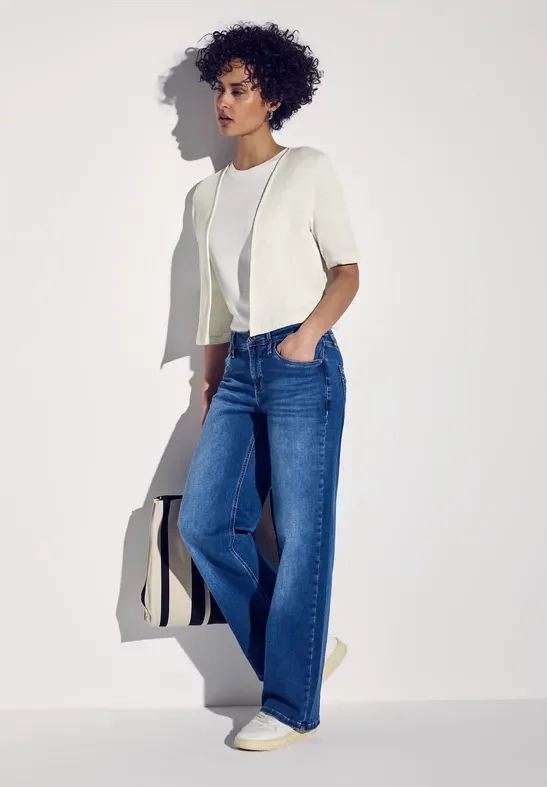 Street One Frauen Strick-Look Jacke in Weiß, Gr: 46